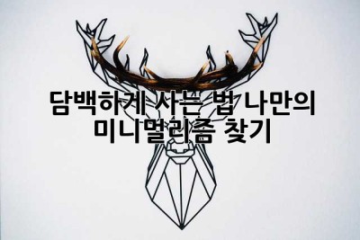담백하게 사는 법, 나만의 미니멀리즘 찾기